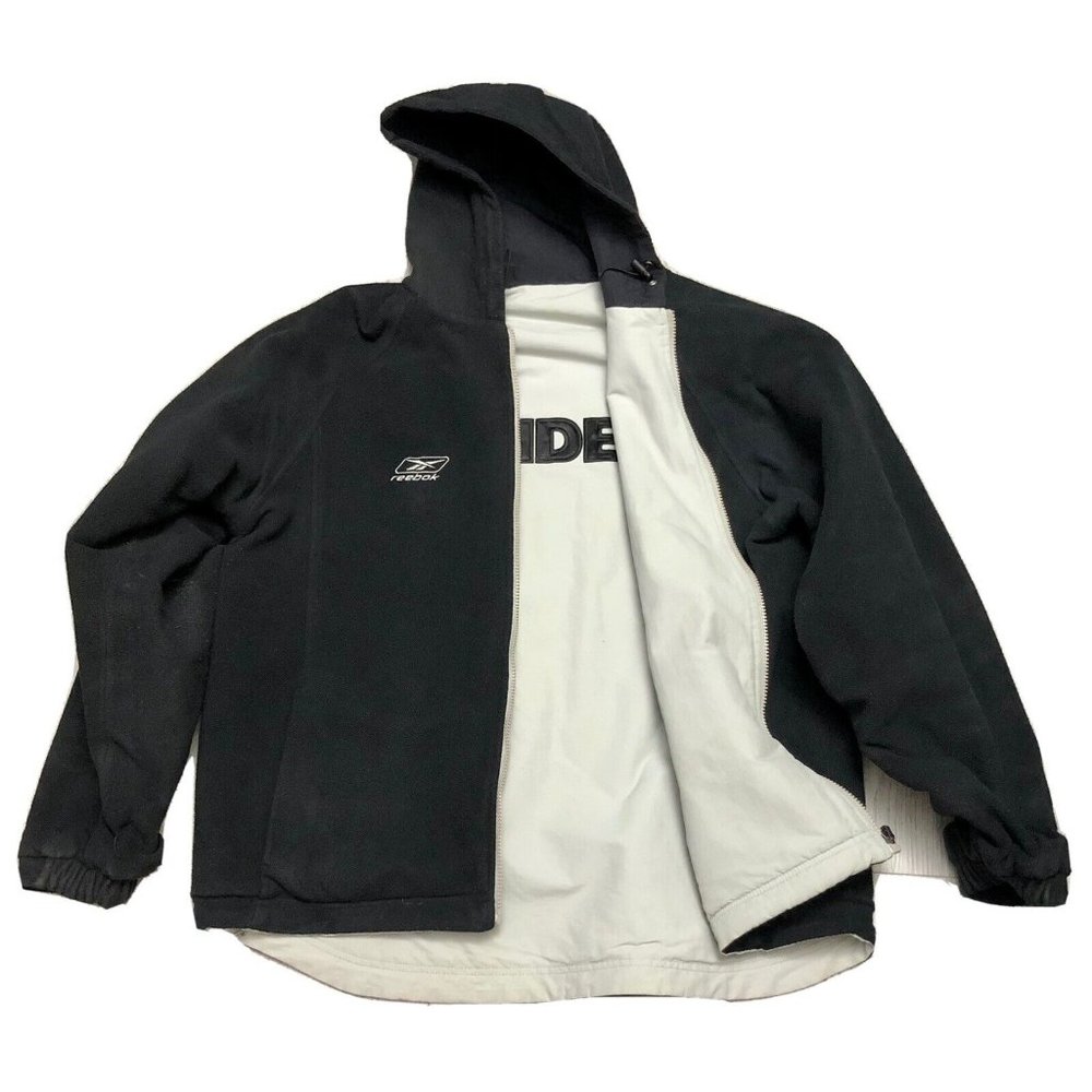 NFL Vintage Reebok Oakland LA Raiders Large Winter Jacket Black Reversible Lined